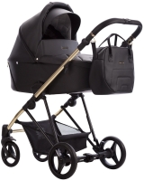 Детская коляска Bebetto Yoddi Premium Class 2 в 1 02 черная кожа рама золото