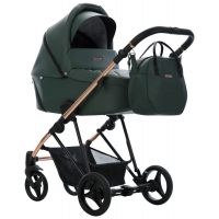 Детская коляска Bebetto Yoddi Premium Class 2 в 1 04 зеленая кожа рама бронза