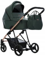 Детская коляска Bebetto Yoddi Premium Class 2 в 1 04 зеленая кожа рама бронза