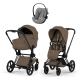 Коляска 3 в 1 Cybex Priam V Matt Black Style Coconut Brown + Cloud G3 Stone Grey Plus