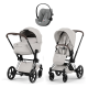 Коляска 3 в 1 Cybex Priam V Chrome Brown Style City Grey + Cloud G3 Stone Grey Plus