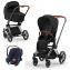 Коляска 3 в 1 Cybex Priam IV Chrome Brown и автокресло Aton B2 i-Size Bay Blue Sepia Black