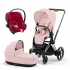 Коляска 3 в 1 Cybex Priam IV Chrome Brown и автокресло Aton B2 i-Size Dynamic Red Peach Pink