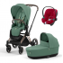 Коляска 3 в 1 Cybex Priam IV Rosegold и автокресло Aton B2 i-Size Leaf Green/Dynamic Red