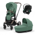 Коляска 3 в 1 Cybex Priam IV Rosegold и автокресло Aton B2 i-Size Leaf Green/Volcano Black