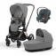 Коляска 3 в 1 Cybex Priam IV Rosegold и автокресло Aton B2 i-Size Mirage Grey/Steel Grey