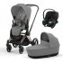 Коляска 3 в 1 Cybex Priam IV Rosegold и автокресло Aton B2 i-Size Mirage Grey/Volcano Black