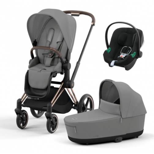 Коляска 3 в 1 Cybex Priam IV Rosegold и автокресло Aton B2 i-Size Mirage Grey/Volcano Black