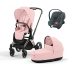 Коляска 3 в 1 Cybex Priam IV Rosegold и автокресло Aton B2 i-Size Peach Pink/Steel Grey