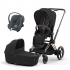 Коляска 3 в 1 Cybex Priam IV Rosegold и автокресло Aton B2 i-Size Sepia Black/Steel Grey