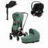 Коляска 3 в 1 Cybex Priam IV Rosegold и автокресло Aton S2 i-Size с базой Base One Leaf Green/Moon Black