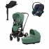 Коляска 3 в 1 Cybex Priam IV Rosegold и автокресло Aton S2 i-Size с базой Base One Leaf Green/Ocean Blue