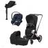 Коляска 3 в 1 Cybex Priam IV Rosegold и автокресло Aton S2 i-Size с базой Base One Sepia Black/Ocean Blue