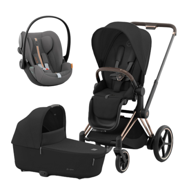 Коляска 3 в 1 Cybex Priam IV Rosegold и автокресло Cloud G i-Size Lava Grey Sepia Black