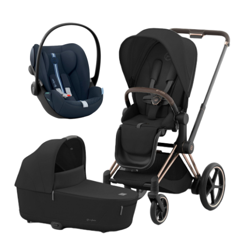 Коляска 3 в 1 Cybex Priam IV Rosegold и автокресло Cloud G i-Size Ocean Blue Plus Sepia Black