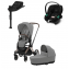 Коляска 3 в 1 Cybex Priam IV Rosegold и автокресло Aton S2 i-Size с базой Base One Mirage Grey/Moon Black
