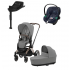 Коляска 3 в 1 Cybex Priam IV Rosegold и автокресло Aton S2 i-Size с базой Base One Mirage Grey/Ocean Blue