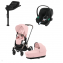 Коляска 3 в 1 Cybex Priam IV Rosegold и автокресло Aton S2 i-Size с базой Base One Peach Pink/Moon Black