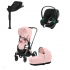 Коляска 3 в 1 Cybex Priam IV Rosegold и автокресло Aton S2 i-Size с базой Base One Peach Pink/Moon Black