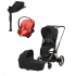 Коляска 3 в 1 Cybex Priam IV Rosegold и автокресло Aton S2 i-Size с базой Base One Sepia Black/Hibiscus Red