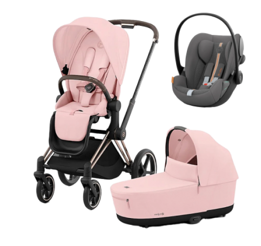 Коляска 3 в 1 Cybex Priam IV Rosegold и автокресло Cloud G i-Size Lava Grey Peach Pink