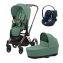 Коляска 3 в 1 Cybex Priam IV Rosegold и автокресло Cloud G i-Size Ocean Blue Plus Leaf Green