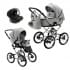 Детская коляска Adamex Porto Retro 3 в 1 PO-PS11 (СВ.СЕРЫЙ+СВ.СЕРАЯ КОЖА)