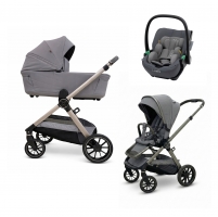 Коляска 3 в 1 Agex Prima Pro 2026, Sora (Серый) + Автокресло Agex i-Safe (0-13 кг), Grey (Серый)