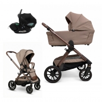 Коляска 3 в 1 Agex Prima Pro 2026, Dune (Бежевый) + Автокресло Agex i-Safe Black (0-13 кг)