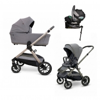 Коляска 4 в 1 Agex Prima Pro, Sora (Серый) + автолюлька i-safe + база