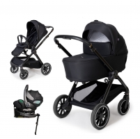 Коляска 4 в 1 Agex Prima Pro, Black (Черный) + автолюлька i-safe + база
