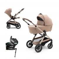 Коляска 4 в 1 Agex Prima Pro, Beige (Бежевый) + автолюлька i-safe + база