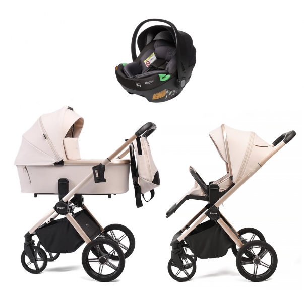 Детская коляска Peppy Monaco 3 в 1 с автокреслом First Beige рама беж 2026