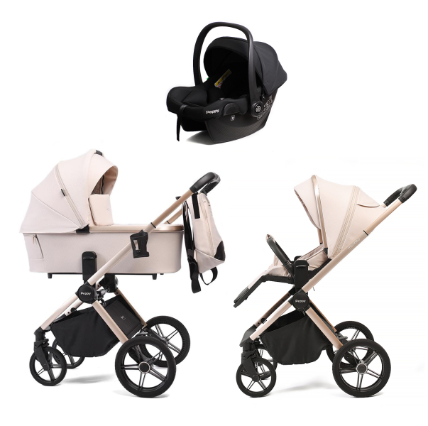 Детская коляска Peppy Monaco 3 в 1 с автокреслом Rise Beige 2026