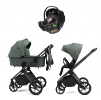 Детская коляска Peppy Monaco 3 в 1 с автокреслом First Oliva Green (зеленый), рама серая 2026