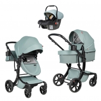 Коляска трансформер Farfello Aimile PRO 3 в 1 Aquagreen A5-5 (с автолюлькой Atlantis PU)