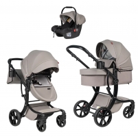 Коляска трансформер Farfello Aimile PRO 3 в 1 A5-4 латте (с автолюлькой Cappuccino PU)