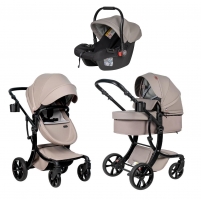 Коляска трансформер Farfello Aimile Spring 3 в 1 Latte ASR-4 (с автолюлькой Cappuccino PU)