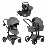 Коляска трансформер Farfello Aimile Spring 3 в 1 Dark Grey ASR-2 (с автолюлькой Dark grey PU)