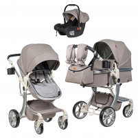 Коляска-трансформер 3 в 1 Farfello Aimile Original Autumn AA-4 космический латте (с автолюлькой Cappuccino PU)