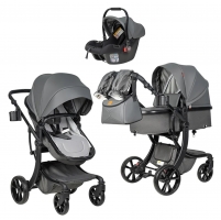 Коляска-трансформер 3 в 1 Farfello Aimile Original Autumn Dark Grey AA-8 (с автолюлькой Dark Grey PU)