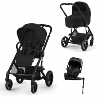Коляска 4 в 1 Cybex Balios S Lux BLK 2025, Moon Black с дождевиком, автолюлькой Agex i-Safe Black и базой Agex