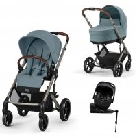Коляска 4 в 1 Cybex Balios S Lux TPE 2025, Stormy Blue с дождевиком, автолюлькой Agex i-Safe Black и базой Agex