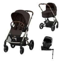 Коляска 4 в 1 Cybex Balios S Lux TPE 2025, Chocolate Brown с дождевиком, автолюлькой Agex i-Safe Black и базой Agex