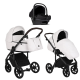 Детская коляска Roan Bass Next Кожа 3 в 1 с автокреслом Tutis Elo Lux EduSky Black RN081/1 White
