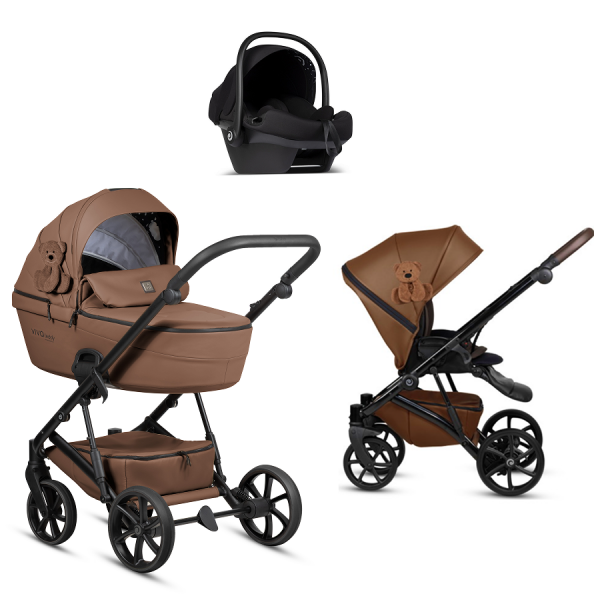 Детская коляска Tutis Viva 6 Plus Teddy 3 в 1 с автокреслом Elo Lux EduSky Black 1612110 Biscuit
