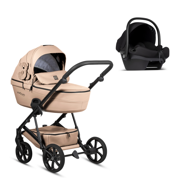 Детская коляска Tutis Viva 6 Plus Teddy 3 в 1 с автокреслом Elo Lux EduSky Black 1612111 Creamy