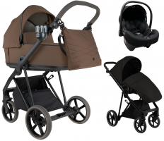 Детская коляска Roan Sol 2.0 3 в 1 с автокреслом Tutis Elo Lux EduSky Black Mocha Mousse/ Black/ руч.Cappuccino