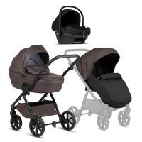 Детская коляска Tutis Uno 6 Plus Leather collection 3 в 1 с автокреслом Elo Lux EduSky Black 1402177 Cioccolata