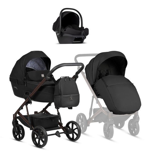 Детская коляска Tutis Viva 6 Plus Essential 3 в 1 с автокреслом Elo Lux EduSky Black 1612070 Caviar